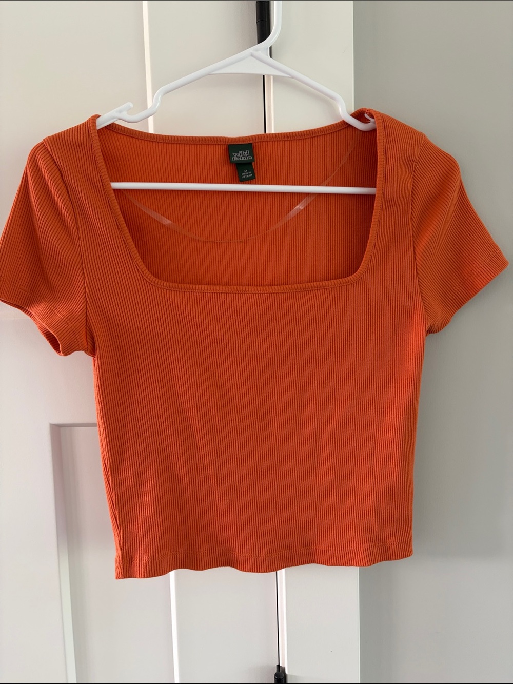 wild fable Orange Square-Neck Ribbed Crop Top